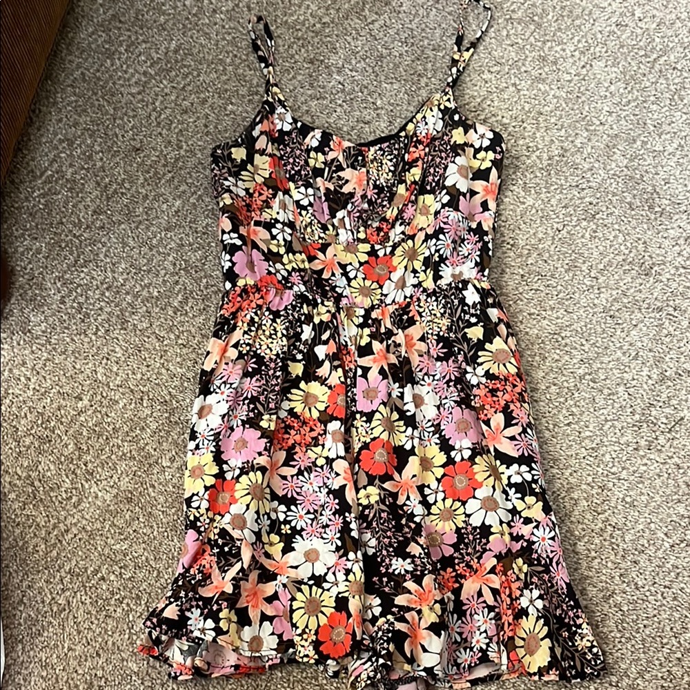 Floral Print Dress with Ruffle Hem